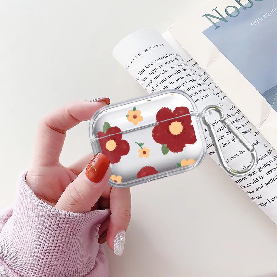 Clear Earphone Cases Cover Case For Airpods 4 Pro3 2 3 Pro 1 Pro2 Cartoon Flower