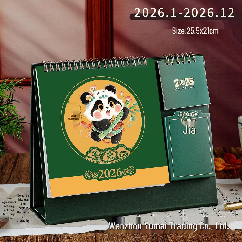 2026 Cute Cartoon Desk Calendar with Pen and Paper Holder - Monthly Creative Desktop Ornament