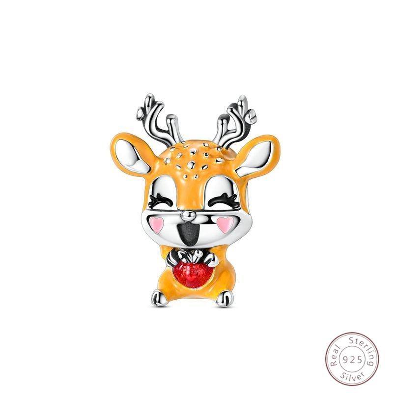 Christmas Charm Bead Pendant Copper Christmas Elk Santa Snowman Claus Charm Fit Original Bracelet Women Diy Jewelry