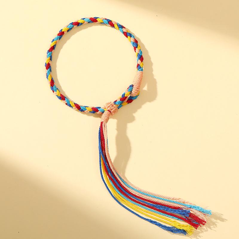Tibetan Seven-Color Cotton Bracelet: Ethnic Hand-Woven Dragon Boat Festival Gift