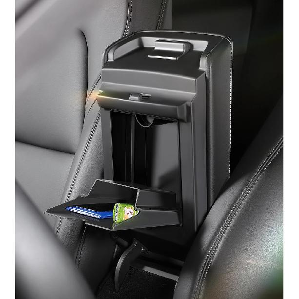 Magnetic Center Console Hidden Storage Box For Tesla Model 3/Y Juniper  Armrest Hidden Organizer Hidden Storage Box Accessory