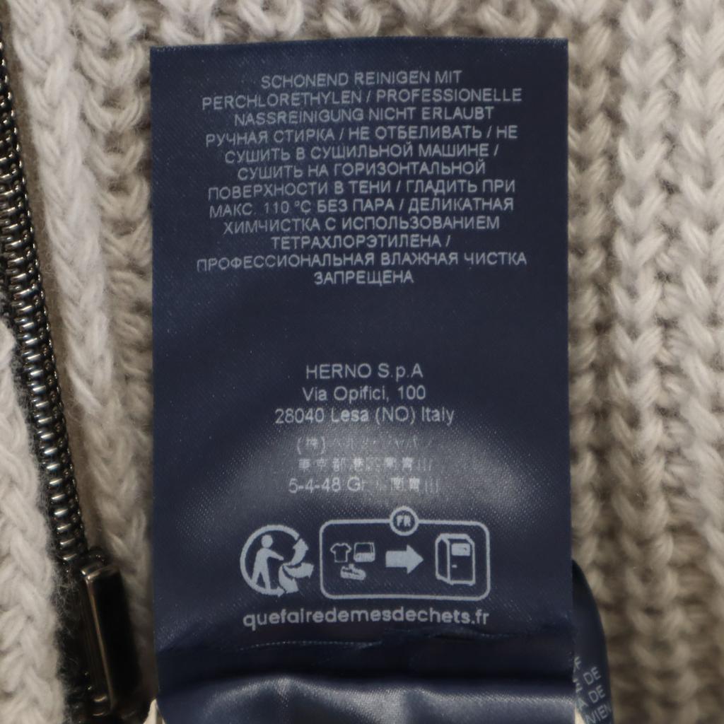 Herno wool Long sleeve reversible knit Zip hoodie 50 gray Men's Used