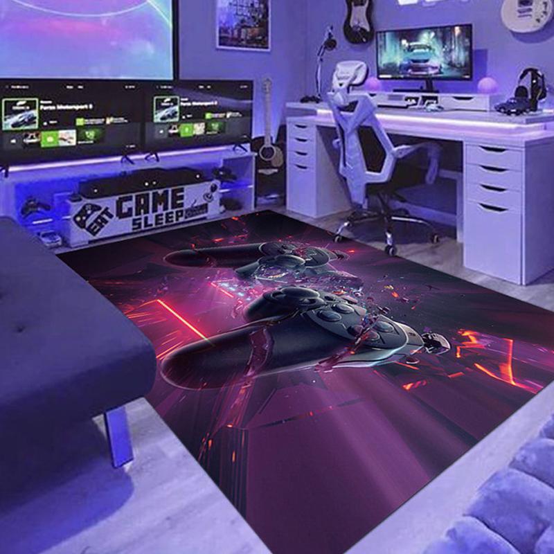 3D Gaming Rug Large Area Carpet for E-sports Room Boys Bedroom Decor Cartoon Gamepad Design Soft Floor Mat