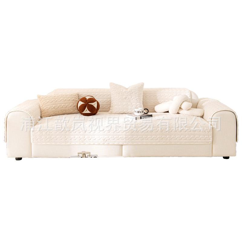 Light Luxury Sofa Cushion, Winter Millet Mink Fleece Thickened Warm Seat Cushion, Modern High-End Sofa Cover Cover Cloth Towel