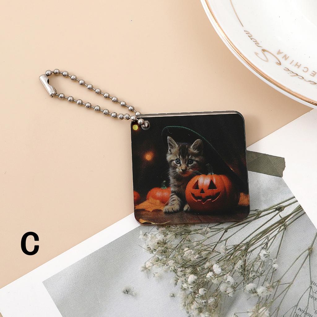 Acrylic Halloween Keychain Pumpkin Light Pendant Cartoon Cute Cat Accessory Pet Accessory Keychain