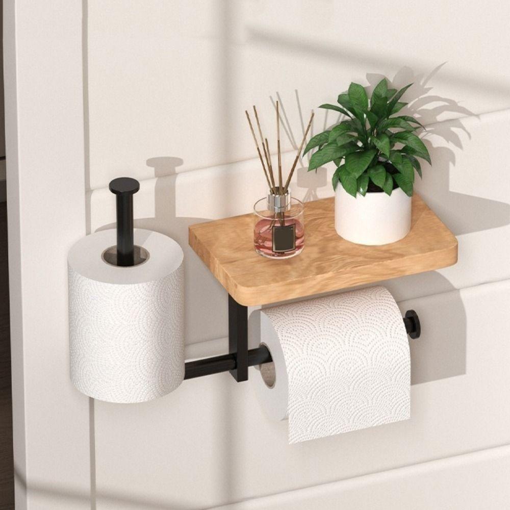 Tiered Design Toilet Paper Holder No-drill Tissue Holder Roll Paper Holder Bathroom