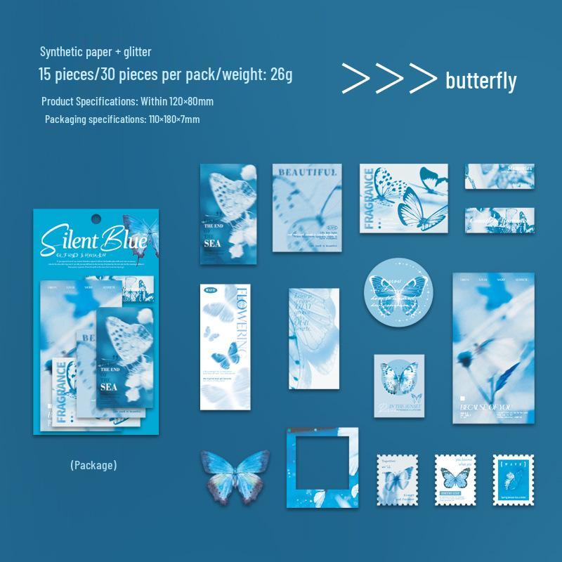 

Silent Blue Glitter Sticker Pack: Ketchup Girl Blues Theme DIY Journal Decoration