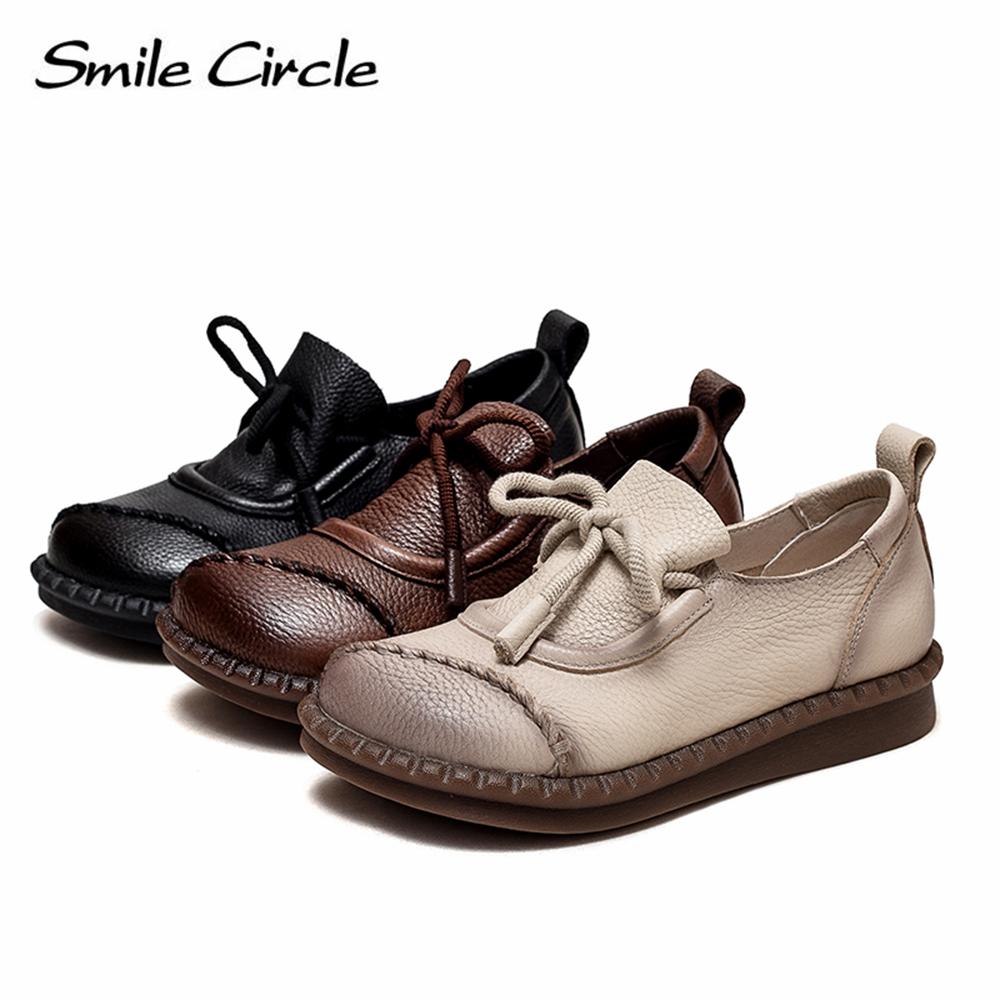 Chaussures plates en cuir naturel pour femmes, chaussures basses décontractées à lacets, chaussures de travail rétro à la mode pour femmes
