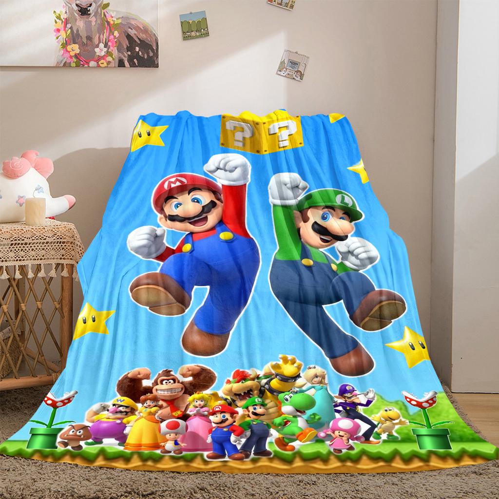 Super Mario Print Blanket Warm Comfortable Flannel Cover For Bedrooms, Sofas, Beds, Chairs LXR92