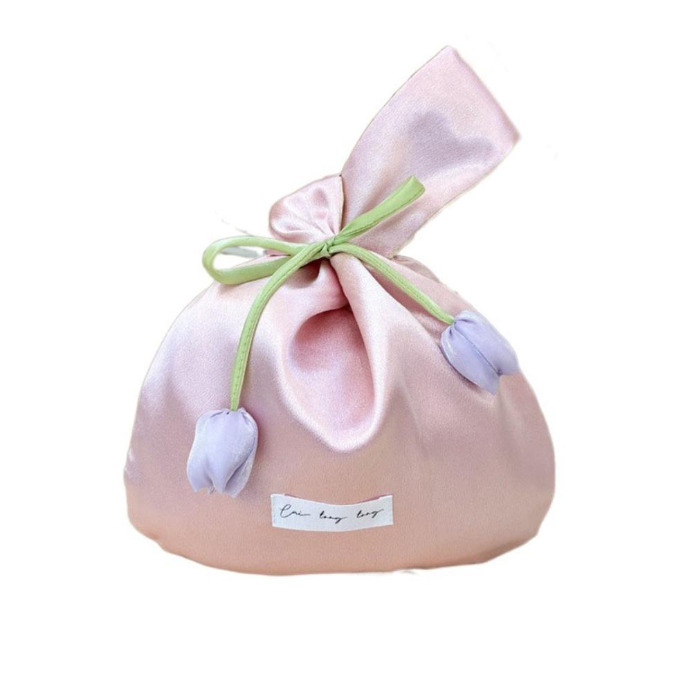 Vest Shape Tulip Wrist Bag Tope Handle Silk Cloth Wedding Beauty Bag New Chinese Style Large Capacity Goddess Day Gift Bag
