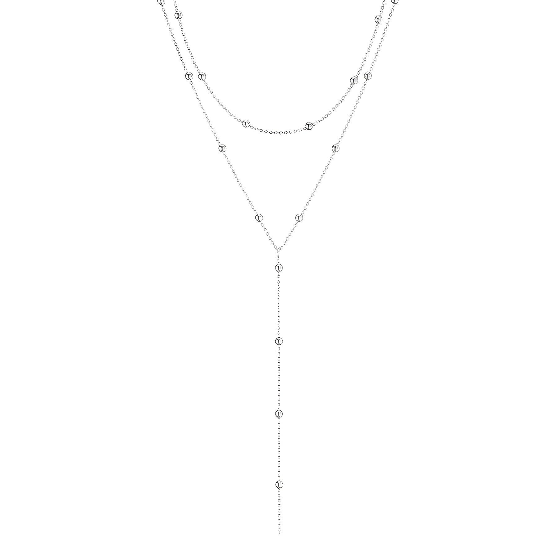 Vintage Gold Color Double Layered Long Chain Drop Necklaces for Women Simple Metal Geometric Bead Tassel Choker Necklace Jewelry