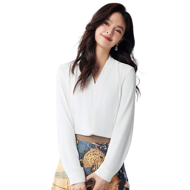 ROMON Women s White Long Sleeve Shirt M