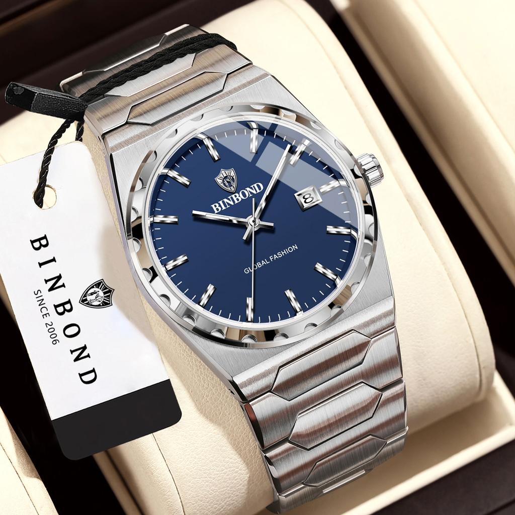 BINBOND Luminous Waterproof Luxury Quartz Wristwatches For Men Auto Date Durable Men's Watch Reloj Hombre Lujo Alta Gama +Box