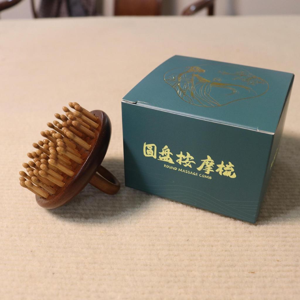 Golden Silk Sandalwood Disc 28 Nails Massage Comb Hair Skin Whole Body Meridian Comb Hair Treatment Dredging Comb Scalp Massage Comb
