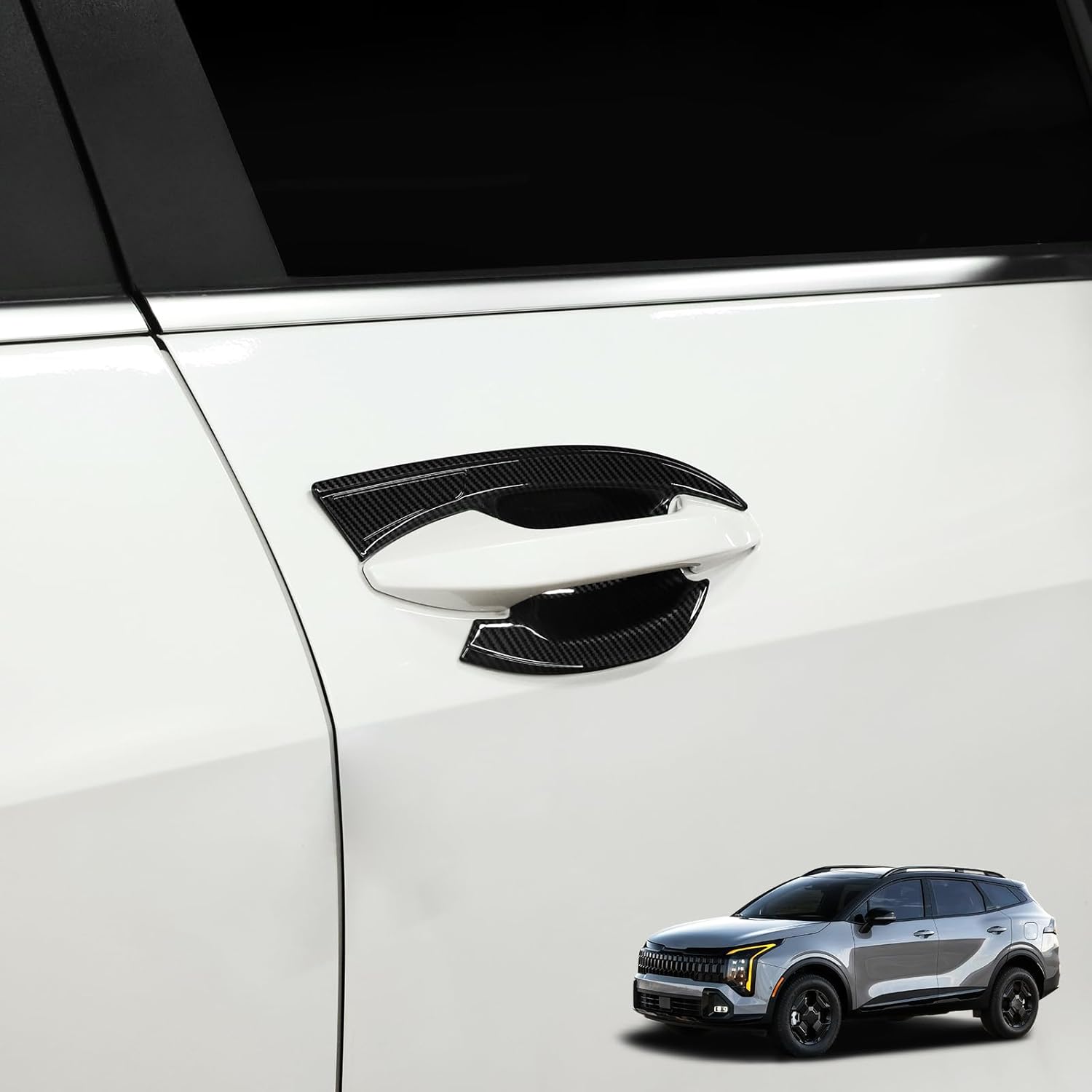 

ABS Car Exterior Door Handle Bowl Cover Outside Door Howl Protective Sticker Door Bowl Cover Trim Set Compatible with Kia Sportage 2023-2026 Carbon Fiber Style