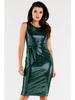 Shimmering Midi Dress with Tie Detail, Emerald Green M