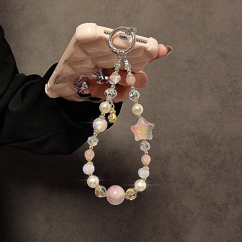 Luxury High-End Mobile Phone Chain Full of Star Crystal Beaded Bracelet Mobile Phone Lanyard Short Wrist Hand Chain Pendant