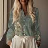 Boho Vintage Damen Lockerer V-Ausschnitt Langarm Baumwolle Leinen Bluse T-Shirt Top