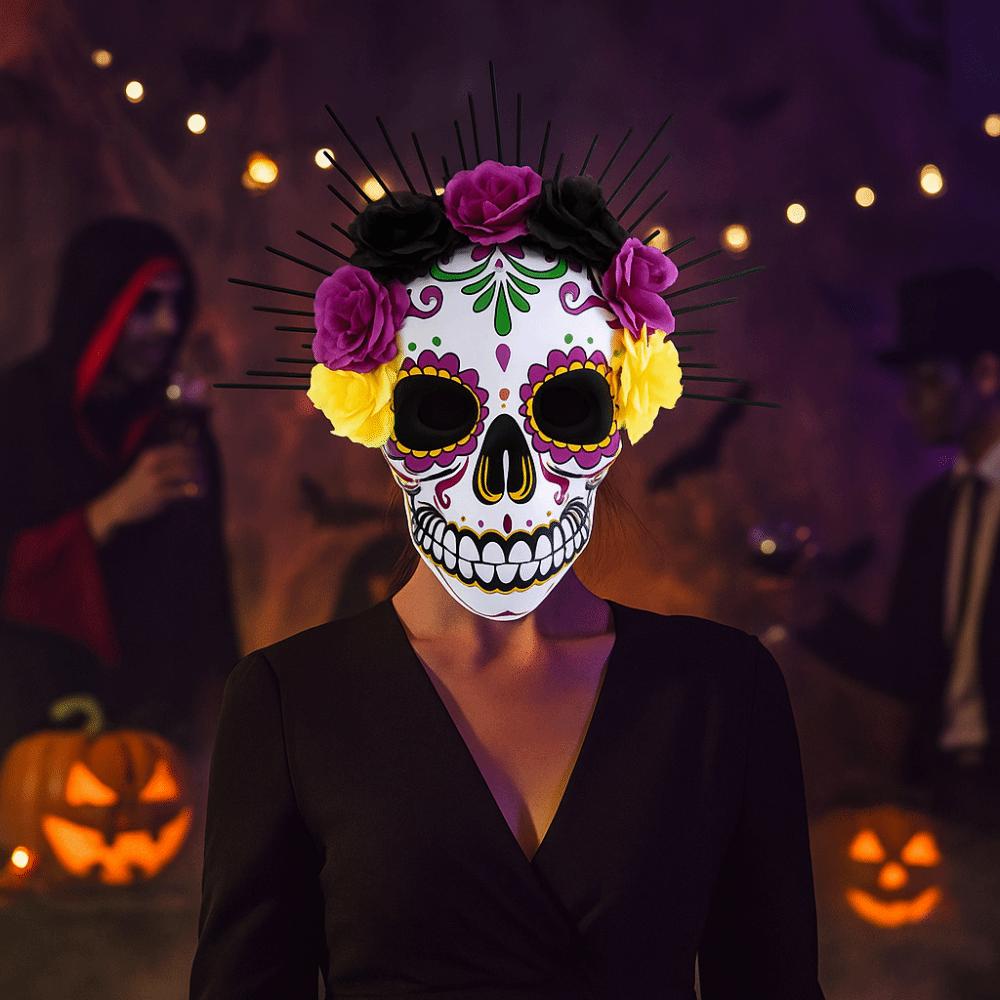 Halloween Mexican Day of The Dead Mask Full Mask Skull Mask  Modeling Costume Props
