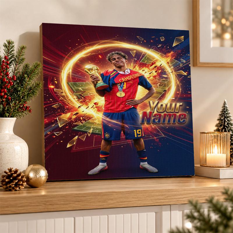 Lamine Yamal Custom Name Text 5D Diamond Painting Kit DIY Full Drill Diamond Art Decoration