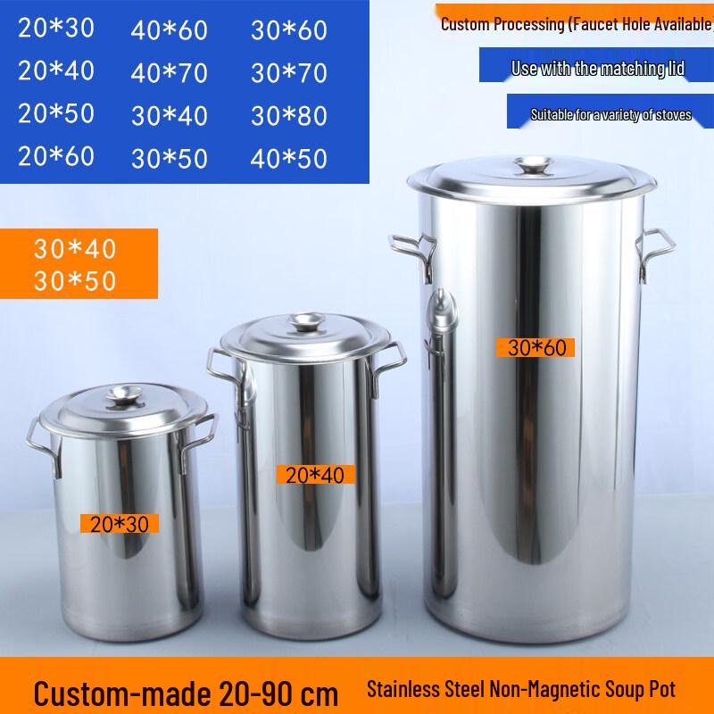 Thickened Stainless Steel Storage Buckets with Lids