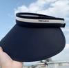 Sunscreen Hat Women's Summer Black and White Empty Top Large Brim Face Cover UV Protection Versatile Sun Hat Foldable Sun Hat