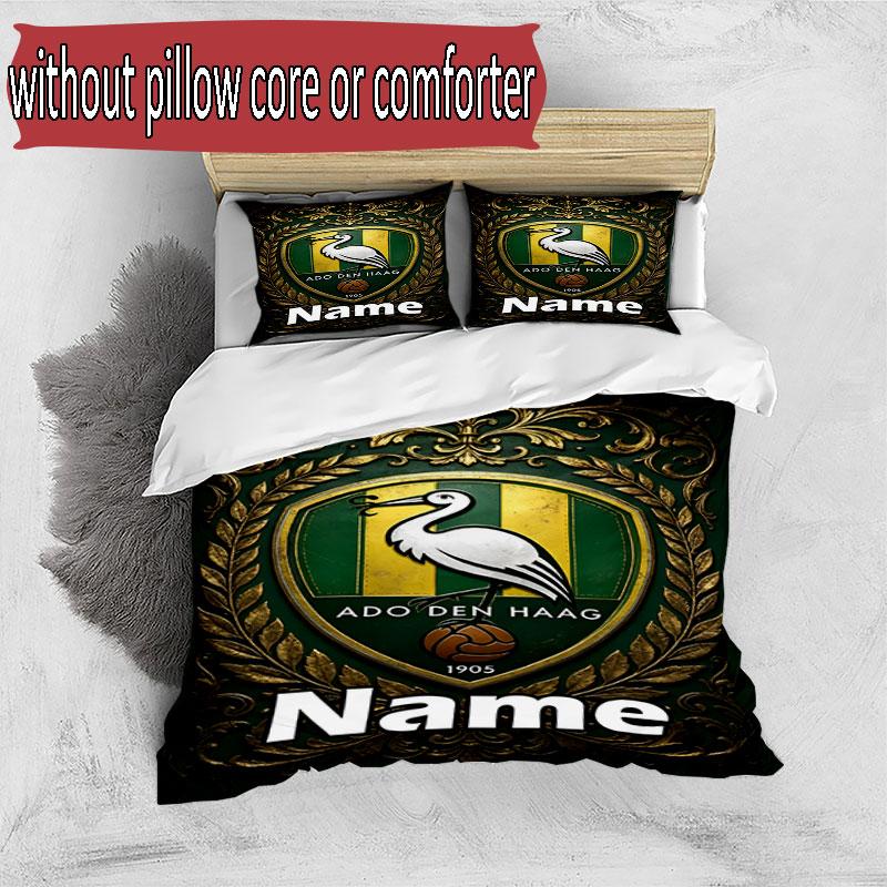 3pcs Duvet Cover Set (1*Duvet Cover + 2*Pillowcase, Without Core), Custom Name ADO Den Haag Pattern Bedding Set, Home Bedroom Decor Gift