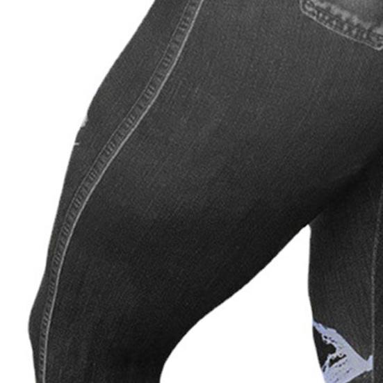 Strečové fitness kalhoty s vysokým pasem, distressed imitace džínů, kalhoty na cvičení pro jógu, zvedající hýždě