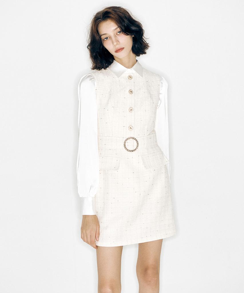 Vi Lac Tea Tweed Vest Onepiece
