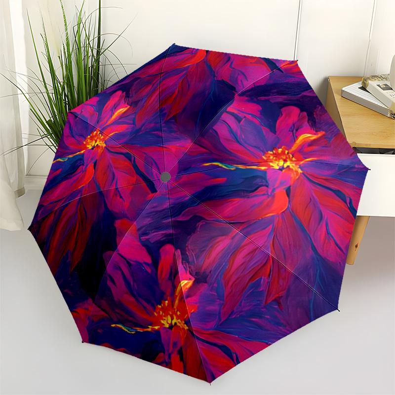 

1pc Floral Abstract Automatic Open/Close Folding Umbrella - Compact 8-Rib Design, Daily Use, Perfect Gift for Friends & Family yy260327092
