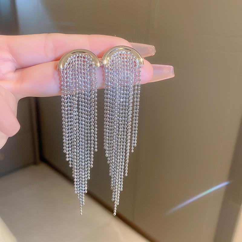 

New 18K Gold Plated 925 Silver Bead Chain Tassel Long Earrings Shell Butterfly Ear Wire Earring Clasps Handmade Drop Earrings