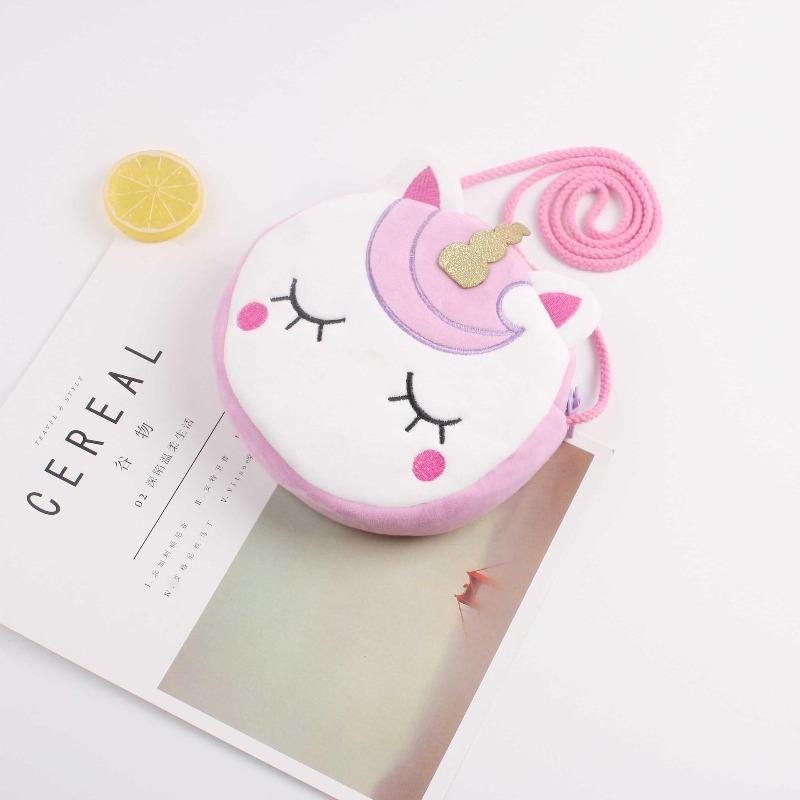 Children's Cartoon Cute Girl Unicorn Personality Design Colorful Fur Single-shoulder Crossbody Bag