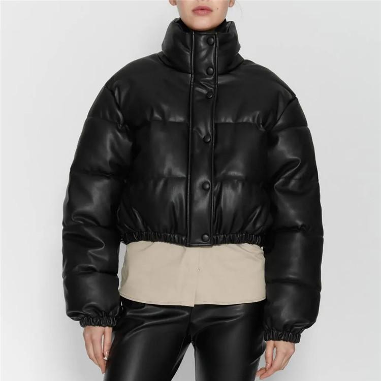 Winter Cotton Parkas Women Coat Short Jackets For Women Female PU Leather Bomber Jacket