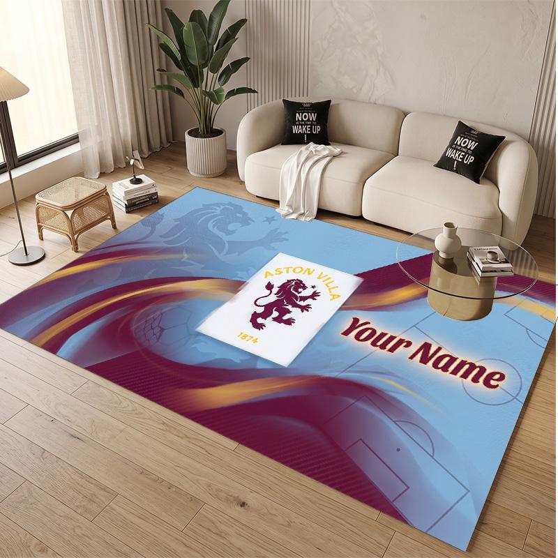 Personalized Crystal Velvet Carpet Aston Villa Pattern Non Slip Floor Rug