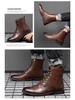 Men's Korean Style Retro Leather High-Top Martin Boots - Autumn Plus Velvet, Large Size, Work and Cotton Options Available.
