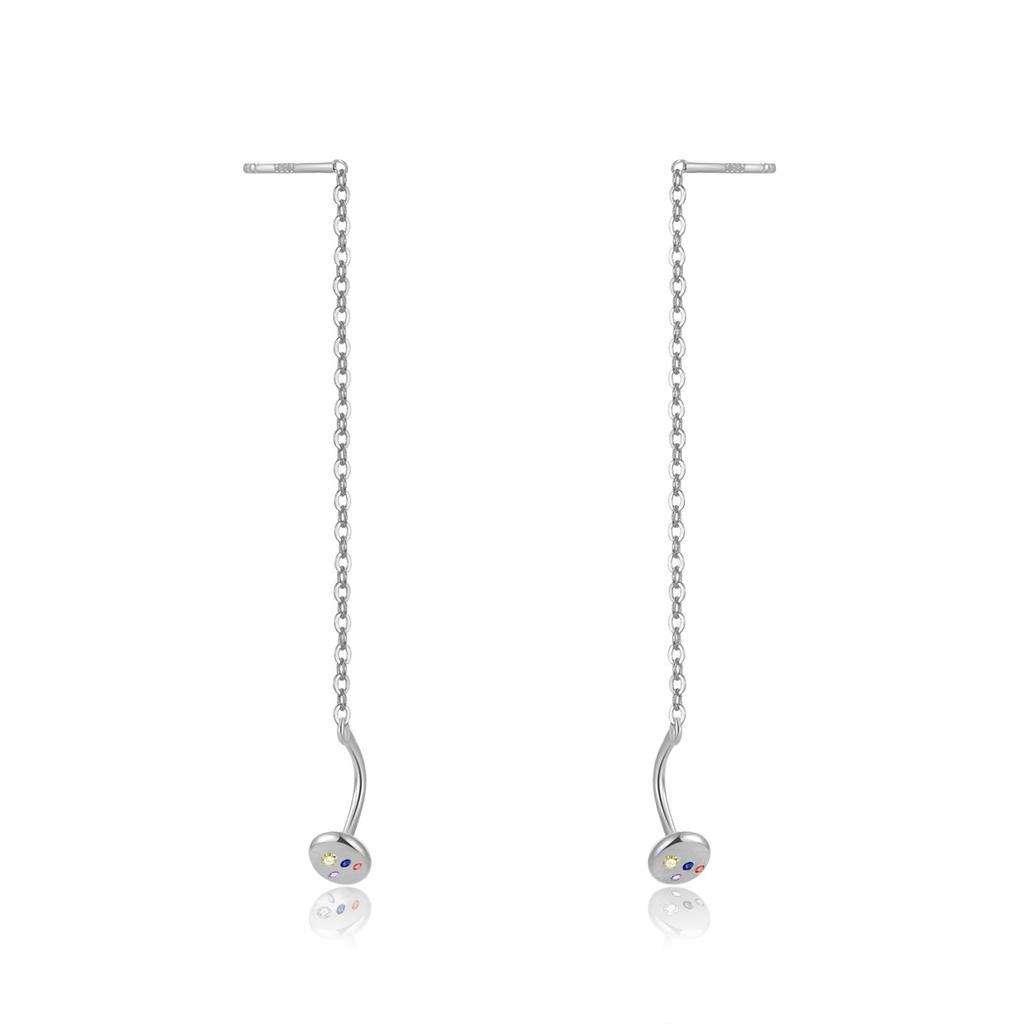 ANDYWEN 925 Silver A Pair Of Gold Silver Fashion Long Chain Tassel Stud Earrings Ladies 2023 High Jewelry