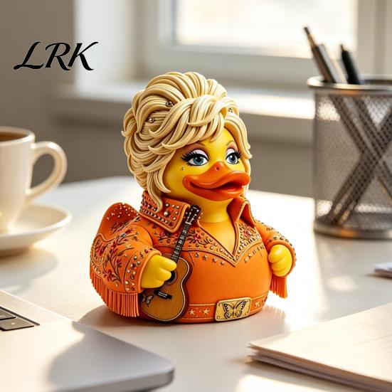 Collectible Duck Gifts for Musicians Charming Novelty Ornament, Musical Theme with Guitar Sculptural Statue Desk Decor, Decorative Sculpture
