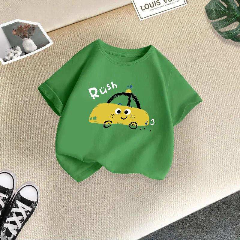 Children T-shirt Cute Animals Printed Kids 100% Cotton Tops 2-13Y Loose-fit Casual O-Neck Short-sleeve T-shirt