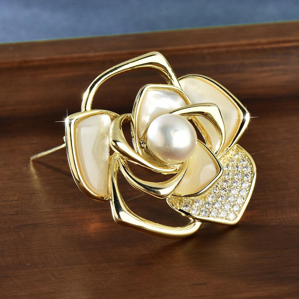 Pearl Rose Brooch High-End Exquisite Fashion Women S High-End Women S Brooch Pin Accessories Design Sense Button Needle Tide