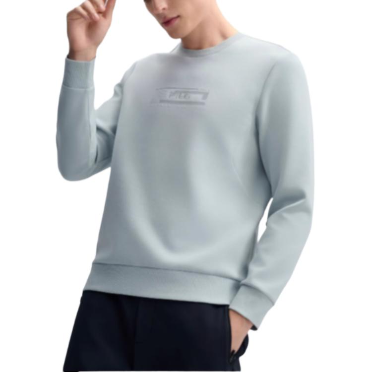 Fila White Round Neck Comfortable Pullover Fashion Simple Sweatshirt Men sweatshirt Cloud-Gray-Green F11M513204F-TQ