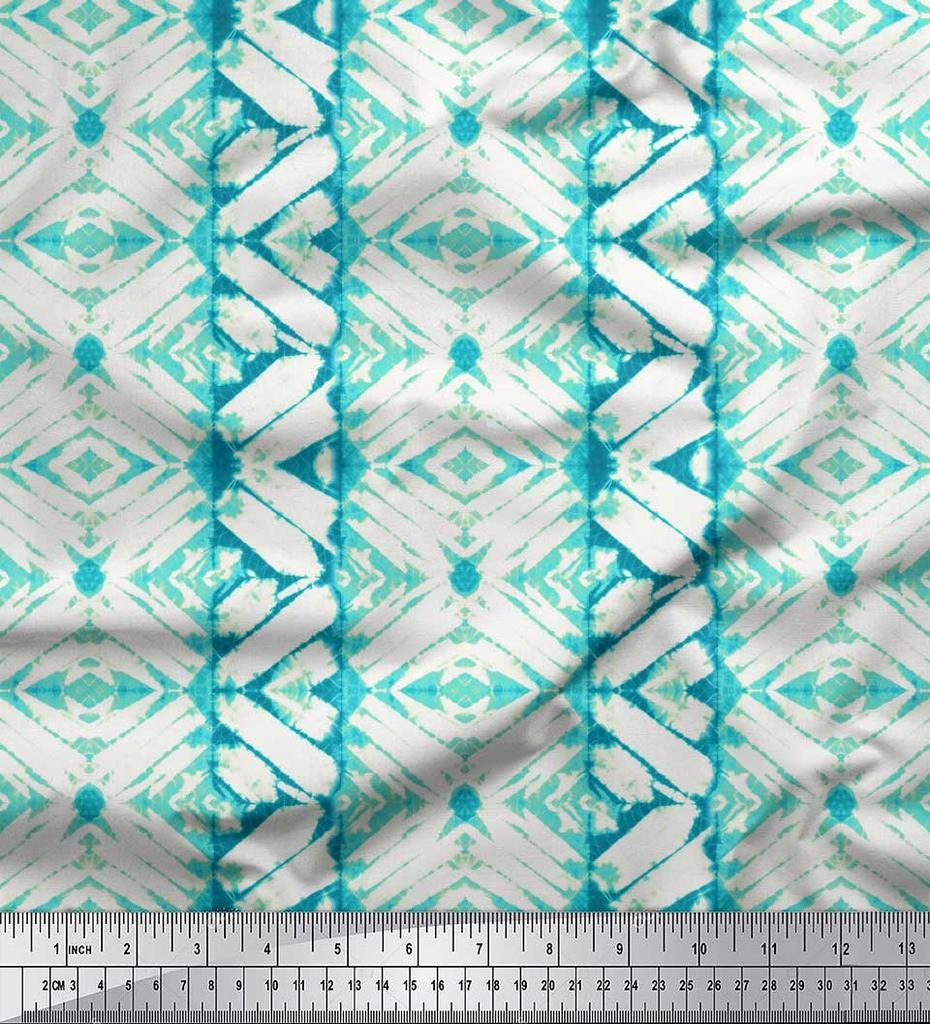 Soimoi Brauner Poly Kreppstoff Geometrischer Batikdruck Stoff pro Yard 42 Zoll