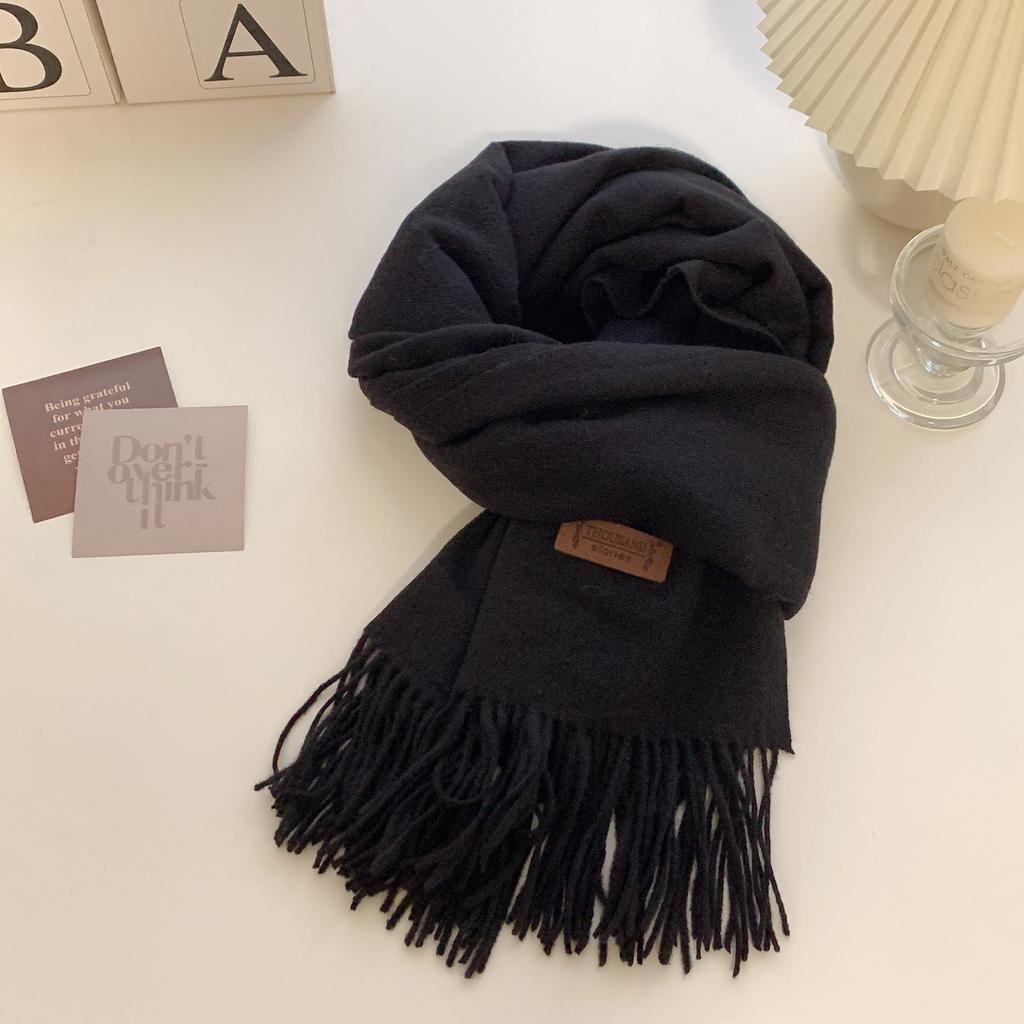 Leather Standard High-quality Imitation Cashmere Versatile Solid Color Thick Fringed Scarf New Women's Autumn and Winter Korean Version Shawl Winter