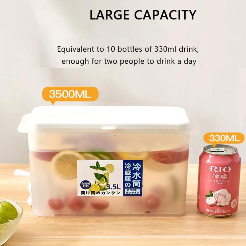 Effortless And Convenient 3.5 L Water Drink Dispenser Juice Container With Tap Large Capacity Cold Water Pitcher Drink Dispenser