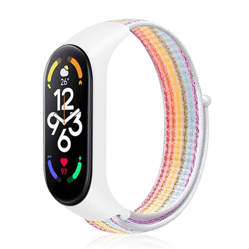 Nylon Loop Mi Band 6 7 Strap Replacement Soft Adjustable Wrist Watchband Pulsera Correa For Xiaomi Mi Band 3 4 5 6 7 Bracelet