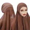 Rutschfeste Wickelschals Einfarbig Hijab Schleier Skullies Damen Mützen Kopftuch Muslimischer Schal