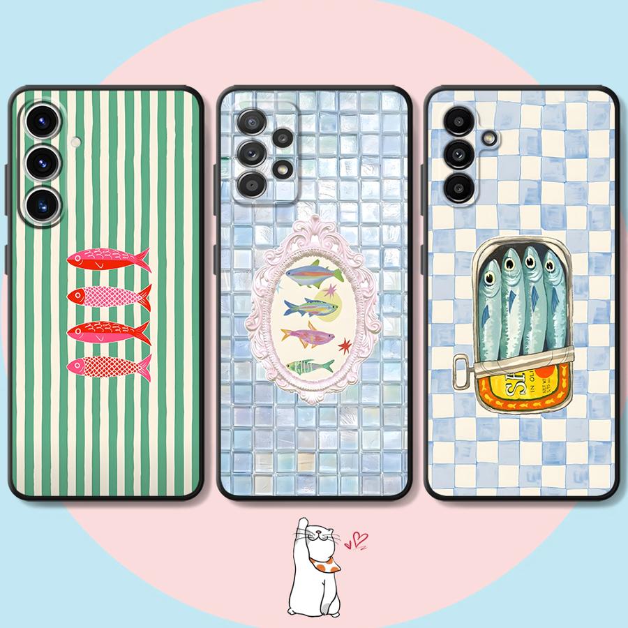 Cartoon Creative Fish Case for Samsung Galaxy A57 A25 A32 A53 A35 A26 A55 A24 A23 A52 A36 A73 A51 A37 A22 Phone Cover A72 A71
