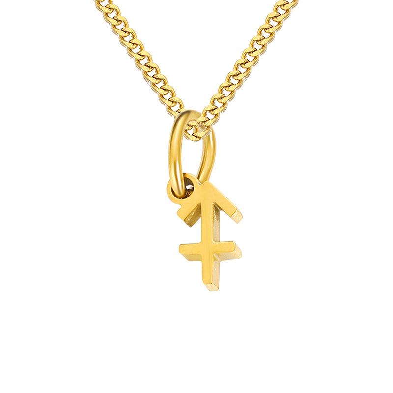 Gold-Plated Stainless Steel Zodiac Pendant Necklace for Women