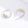 Bi-Color Plated Metal Hanging Sloth Shape Snap Closure Hoop Earrings Lovely Wildlife Animal Ladies Casual Accessories