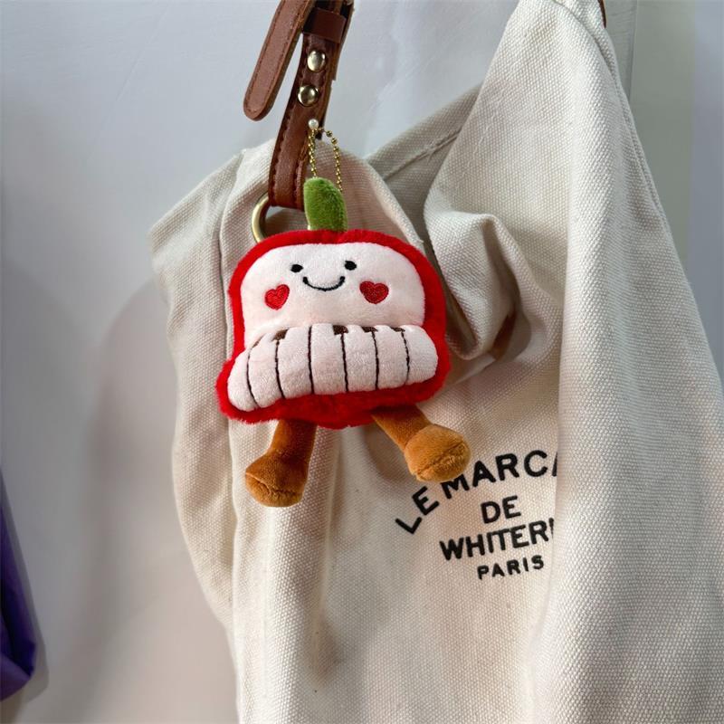 1/2 Pcs Cute Funny Apple Piano Plush Toy Stuffed Doll Keychain Pendant Backpack Decoration Bag Hang Ornament Couple Gift Keyring