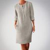 Large Size Women's Cotton and Linen Round Neck Long Sleeved Dress